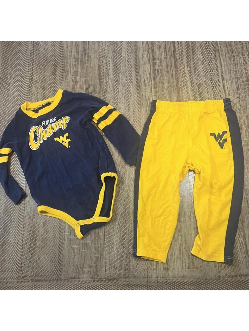 Baby Boy Gen 2 long sleeve matching outfit set WVU Mountaineers - 12M